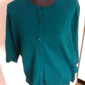 Button down turquoise cardigan sweater